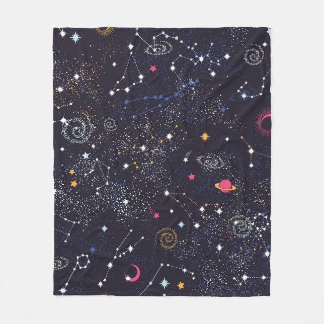 Space Galaxy-konstellationen sömlös mönster Fleecefilt (Framsidan)