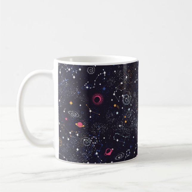 Space Galaxy-konstellationen sömlös mönster Kaffemugg (Vänster)