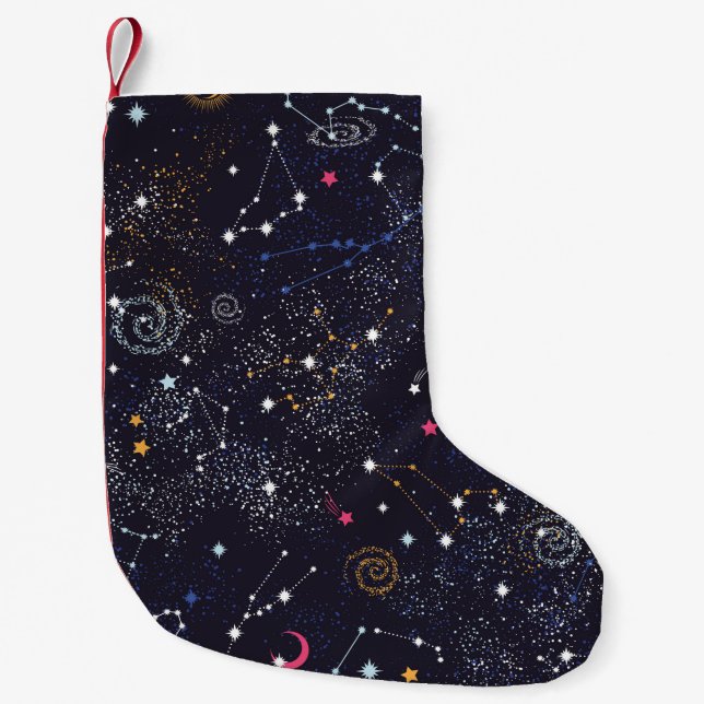 Space Galaxy-konstellationen sömlös mönster Liten Julstrumpa (Framsidan)