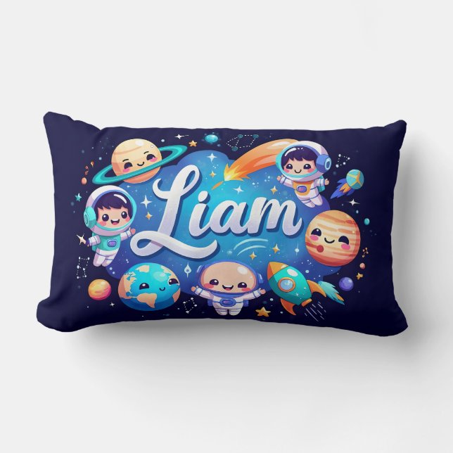 Space Galaxy Liam Personlig Dekorativ kudde (Framsida)