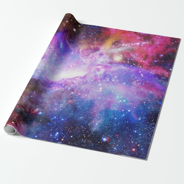 Space Galaxy Lila Wrapping Papprare Presentpapper (Utrullad)