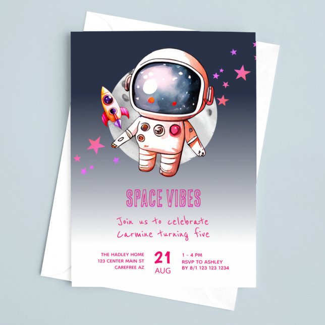 Space Galaxy Måne 5:e födelsedag Inbjudningar (Skapare uppladdad)