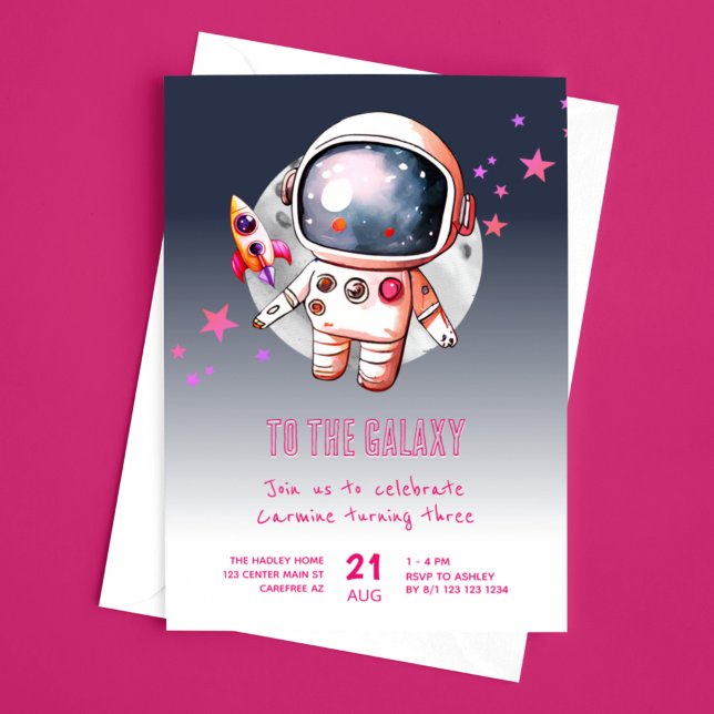 Space Galaxy Moon 3-årsdag Inbjudningar (Skapare uppladdad)