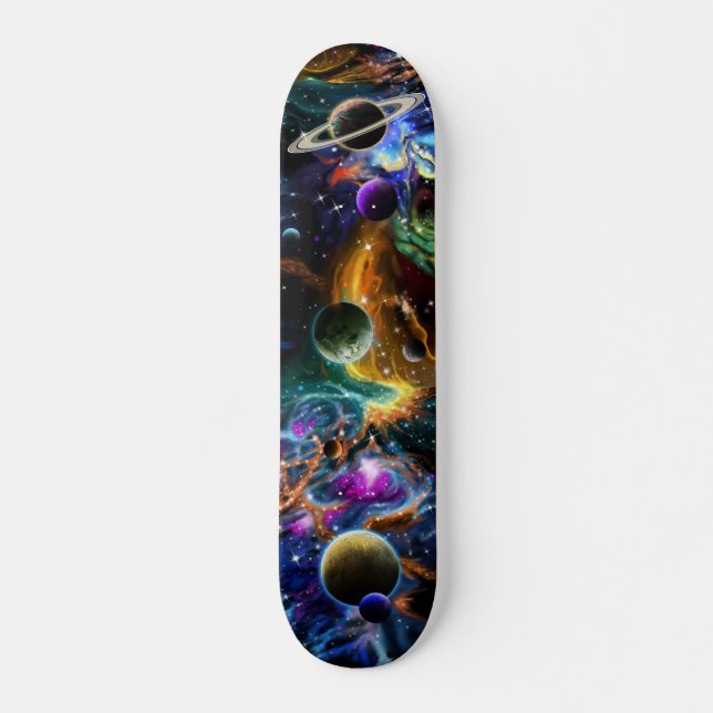 Space Galaxy Planets Nebula Mini Skateboard Bräda 18,5 Cm (Framsida)