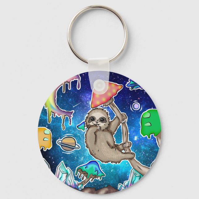 Space Galaxy Sloth Cosmic MushRums Konstig Crystal Nyckelring (Framsida)