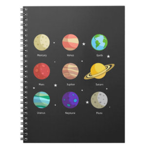 Space Galaxy Solar Planets Venus Mars Jupiter Uran Anteckningsbok