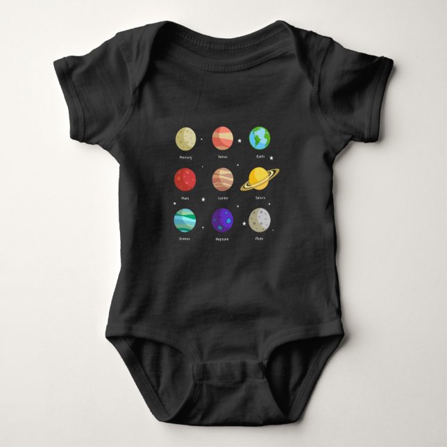Space Galaxy Solar Planets Venus Mars Jupiter Uran T Shirt (Framsida)