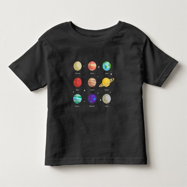 Space Galaxy Solar Planets Venus Mars Jupiter Uran T Shirt (Framsida)