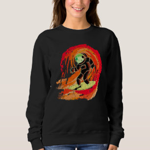 Space Galaxy Surfer Astronaut Surfing Red Wave Rid T Shirt
