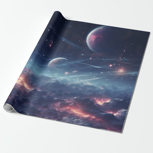 Space Galaxy Symphony Wrapping Papper Presentpapper (Utrullad)