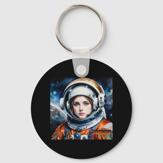 Space Girl Sticker Nyckelring (Framsida)