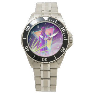 Space Girl Synthwave Cyberpunk Futuristiska Art Armbandsur