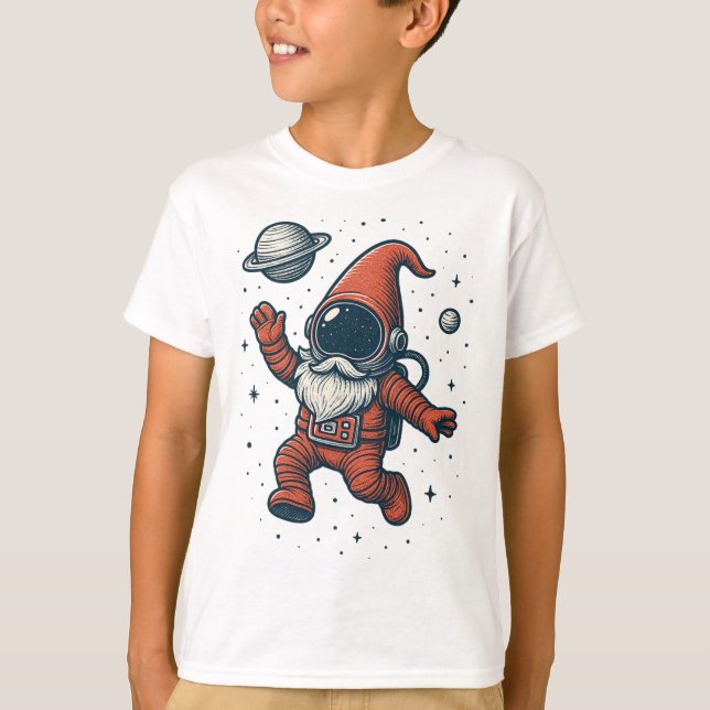 Space Gnome jul astronaut rolig Galaxy Holid T Shirt (Framsida)