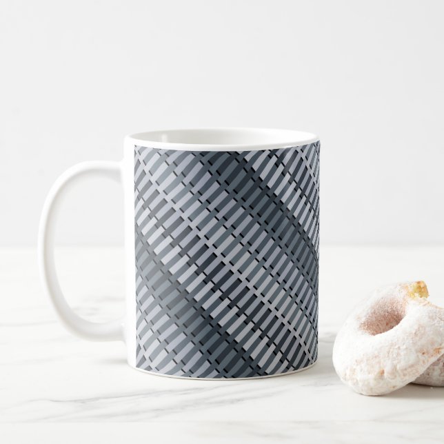 Space Grått Contemporary Abstrakt Rand Mönster Kaffemugg (Med munk)