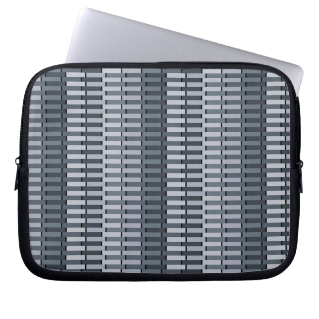 Space Grått Contemporary Abstrakt Rand Mönster Laptop Sleeve (Framsidan)