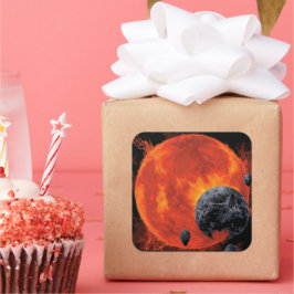 Space Graveyard Skull Halloween Galaxy of Horrors Fyrkantigt Klistermärke