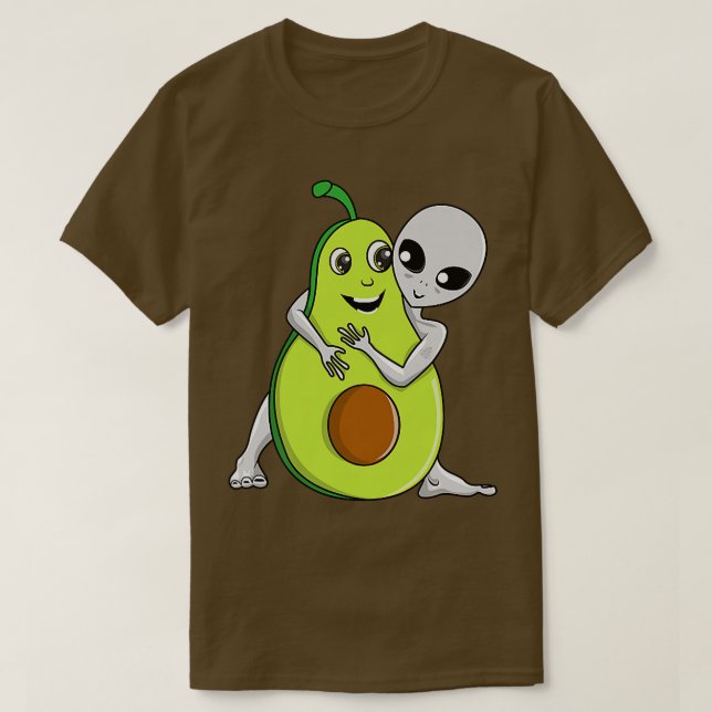 Space Gray Alien UFO Avocado Lover Hugging T Shirt (Design framsida)