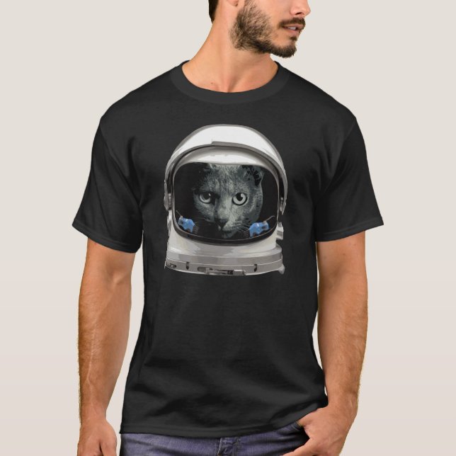 Space Helmet Astronaut Cat Tee Shirt (Framsida)
