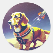 Space-Hund-etikett