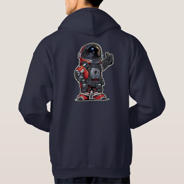 Space Ingenjör Tecknad Hoodie - Red (Baksida)