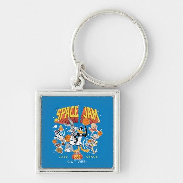 SPACE JAM™ TUNE SQUAD™ 1996 Grafik Fyrkantig Silverfärgad Nyckelring (Framsidan)