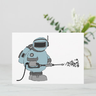 Space Janitor Spraying Stars Sci-Fi Astronaut Inbjudningar