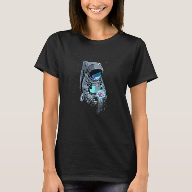 Space Jelly Fish Astronaut Science Galaxy Spaceman T Shirt (Framsida)