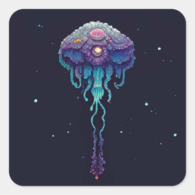 Space Jellyfish Fyrkantigt Klistermärke (Framsida)