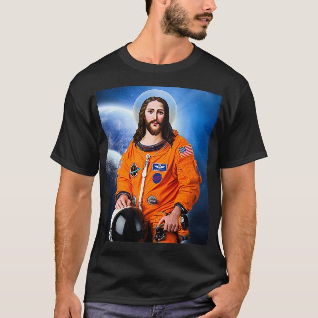 Space Jesus Astronaut Atheist Atheism Science T Shirt (Framsida)
