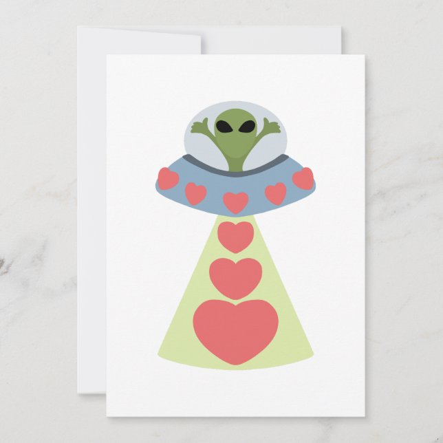 Space Kärlek Alien Valentine Inbjudningar (Framsida)
