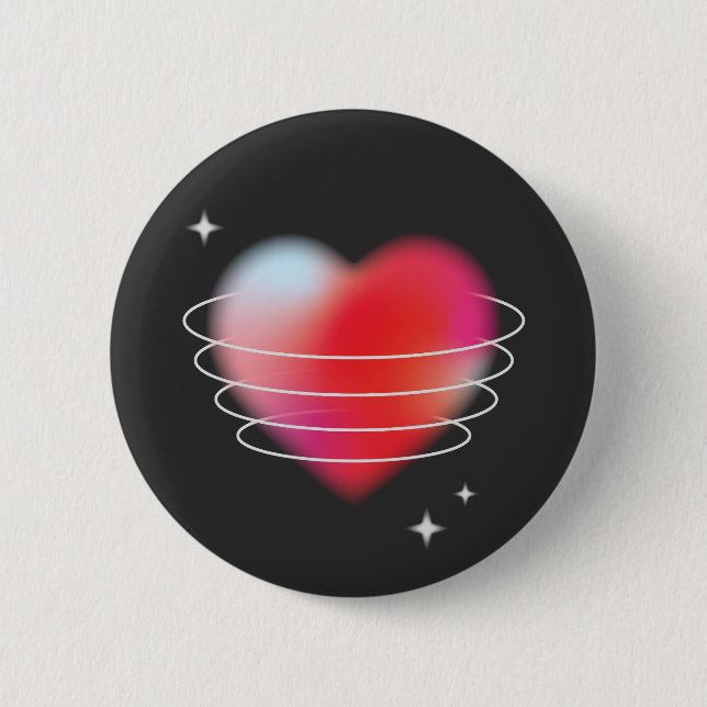 Space kärlek, röd hjärthistekdesign valentines day knapp (Framsida)