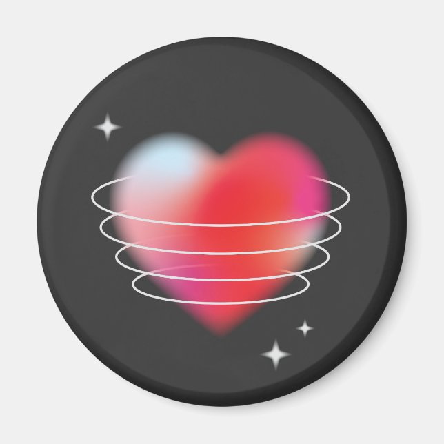Space kärlek, röd hjärthistekdesign valentines day magnet (Framsidan)