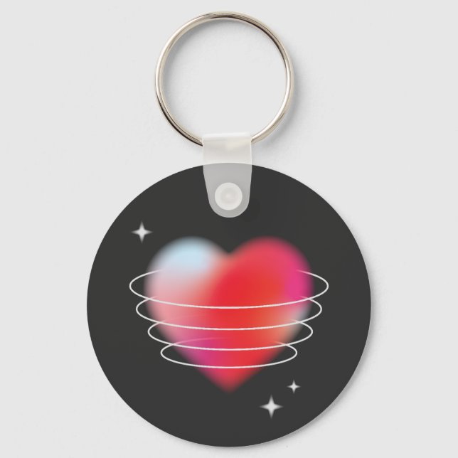 Space kärlek, röd hjärthistekdesign valentines day nyckelring (Framsida)