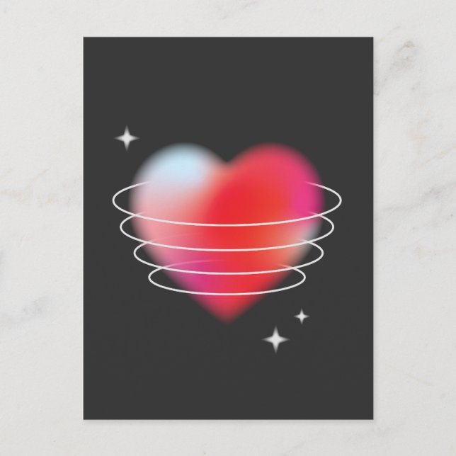Space kärlek, röd hjärthistekdesign valentines day vykort (Framsida)