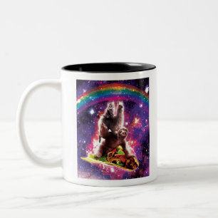 Space Kat Llama Sloth Riding Taco Två-Tonad Mugg