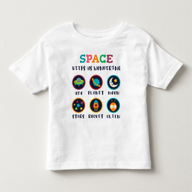 Space keeps us wondering t shirt (Framsida)