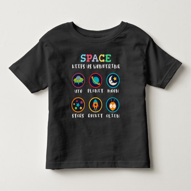 Space keeps us wondering t shirt (Framsida)
