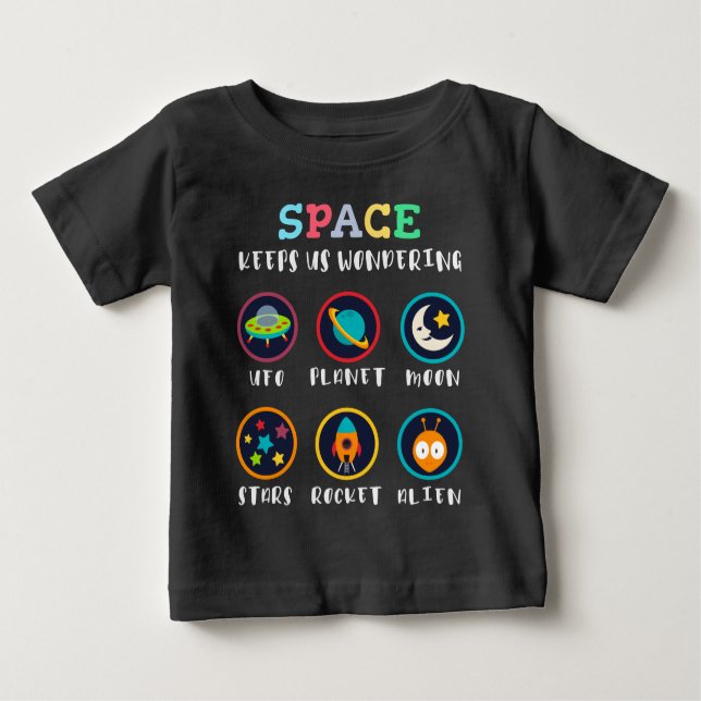 Space keeps us wondering t shirt (Framsida)