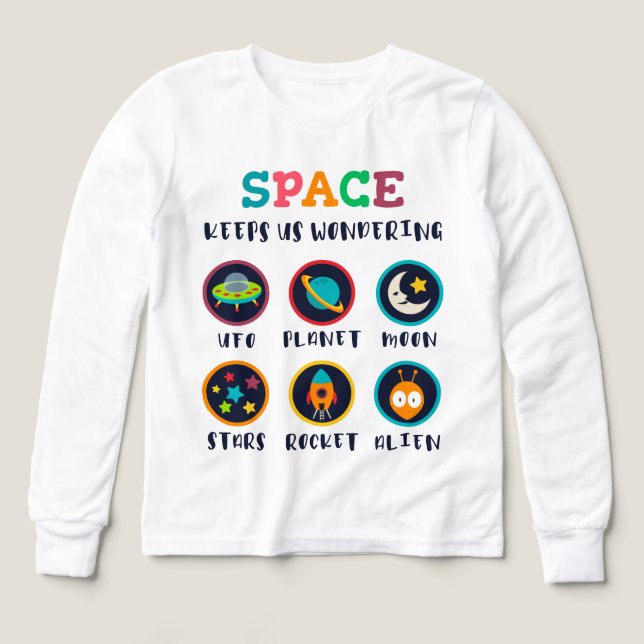 Space keeps us wondering t shirt (Design framsida)