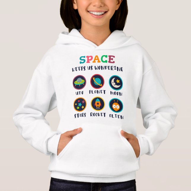 Space keeps us wondering t shirt (Framsida)