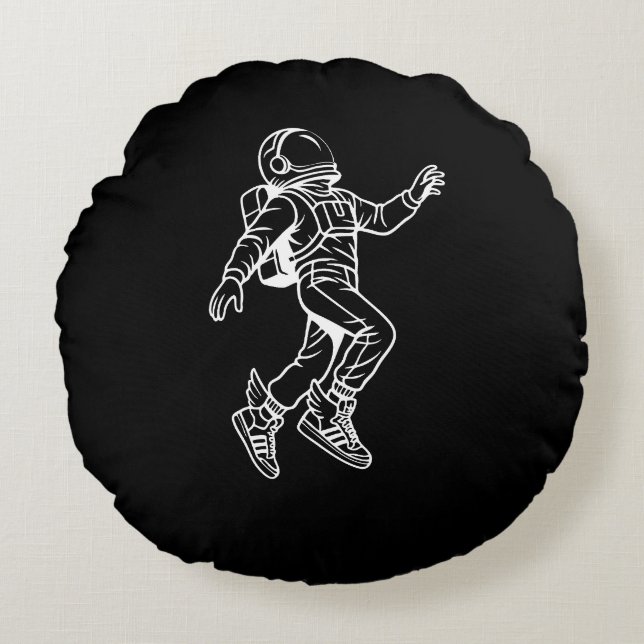 Space Kicks: Winged Astronaut Flight Rund Kudde (Framsidan)