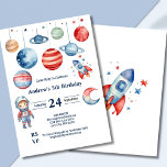 Space Kids Astronaut Planets Red Blue Boy Birthday Inbjudningar<br><div class="desc">Space Kids Utomjordingar Astronaut Planets Boy Birthday Bjud. En inbjudan till roligt fylld med astronauter,  rymdskepp/ raketer och planeter. Perfekt för vilket år som helst,  eftersom det är redigerbart.</div>