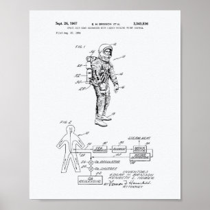 Space Kostym Heat Exchanger 1967 Patent White Papp Poster