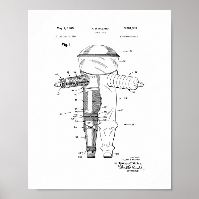 Space Kostym Patent Poster (Framsidan)
