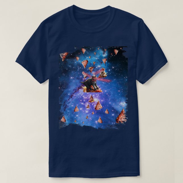 Space Laser Öga Cat Riding Pizza, Galay Cats 1571  T Shirt (Design framsida)