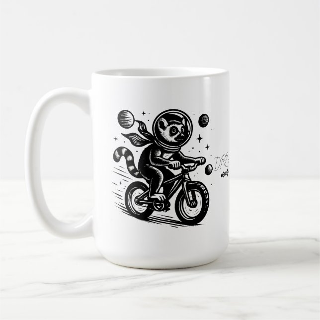 Space Lemur Astronaut Riding Bicycle - Madagascar  Kaffemugg (Vänster)