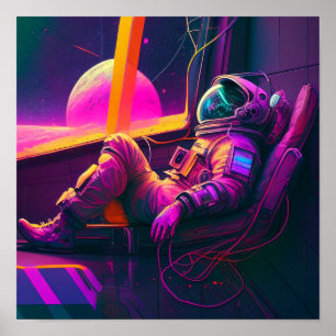 "Space Lounge" - Futuristiska Neon Art Poster