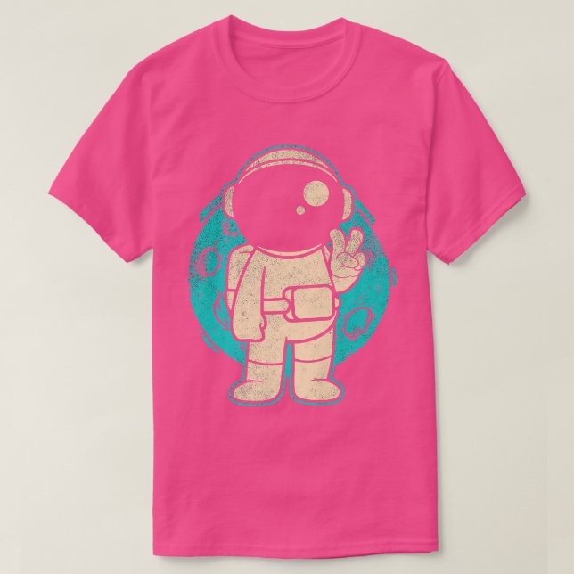 Space Man Astronaut med Fredstecken T Shirt (Design framsida)