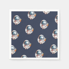 Space Man Rocket Frakt Måne Birthday Pappersservett