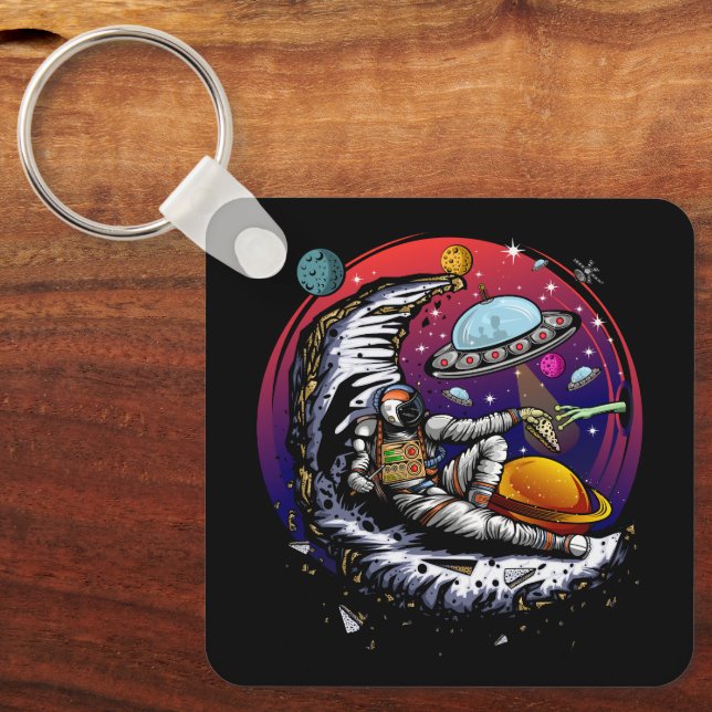 Space Måne Cheese Nyckelring (Framsida)